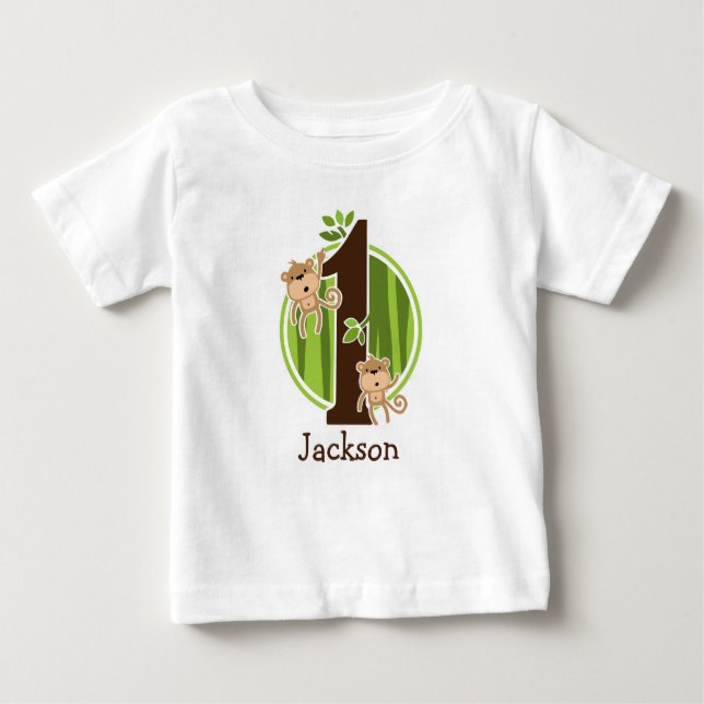 1st Birthday Jungle Monkeys Tshirt (Front)