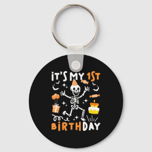 1st birthday kids funny skeleton 1st birthday keychain