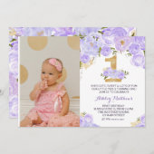 1ST birthday lavender FIRST Floral Invitation (Front/Back)