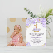 1ST birthday lavender FIRST Floral Invitation (Standing Front)