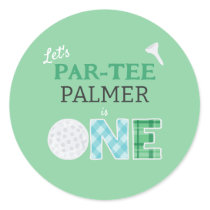 1st Birthday Let's Par-tee Golf Party Classic Round Sticker