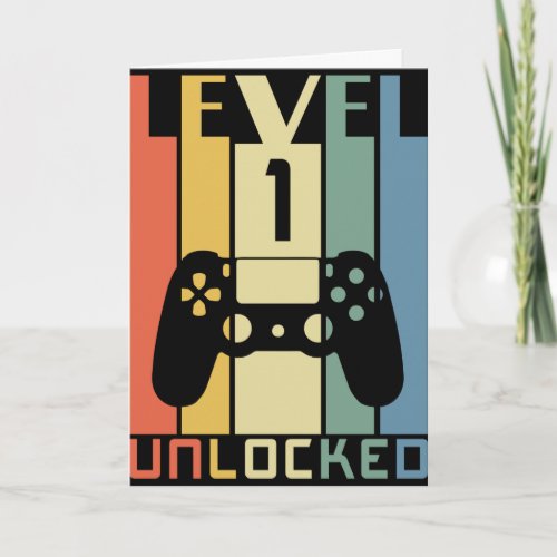 1st Birthday Level 1 Unlocked Baby Boy Card