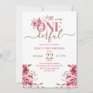 1ST BIRTHDAY LITTLE MISS ONDERFUL CARD