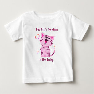 1st Birthday Little Munchkin kitten One today Baby T-Shirt