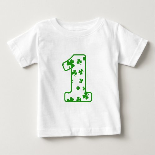 1st Birthday Lucky Shamrocks Birthday Irish Boy V1 Baby T_Shirt