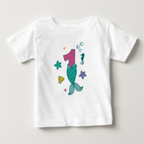 1st birthday Mermaid Baby T_Shirt