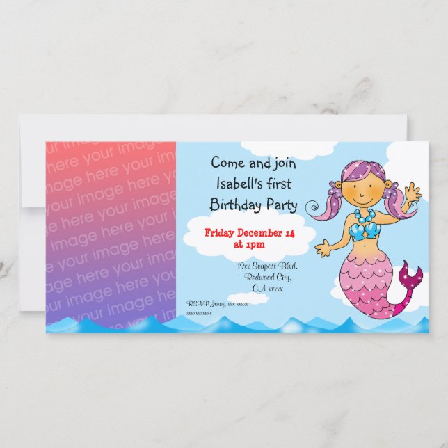 1st birthday mermaid girl party personalized (Front)