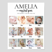 1st Birthday Milestone Custom Photo Collage Poster
