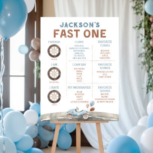 1st Birthday Milestone Fast One Race Car Foam Board