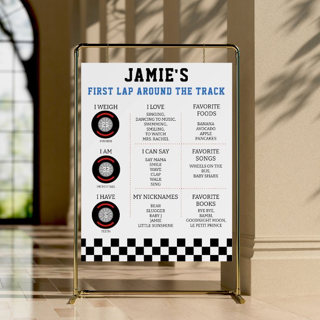 1st Birthday Milestone Fast One Race Car Foam Board (Fast One If you ain't first, you are last 1st Birthday Racing Milestone Keepsake Sign)