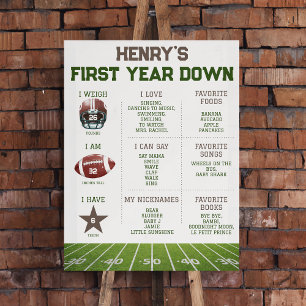 1st Birthday Milestone Football   First Year Down Foam Board