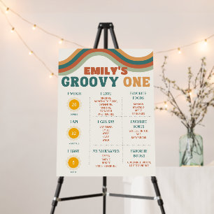1st Birthday Milestone Groovy One Hippie Retro  Foam Board