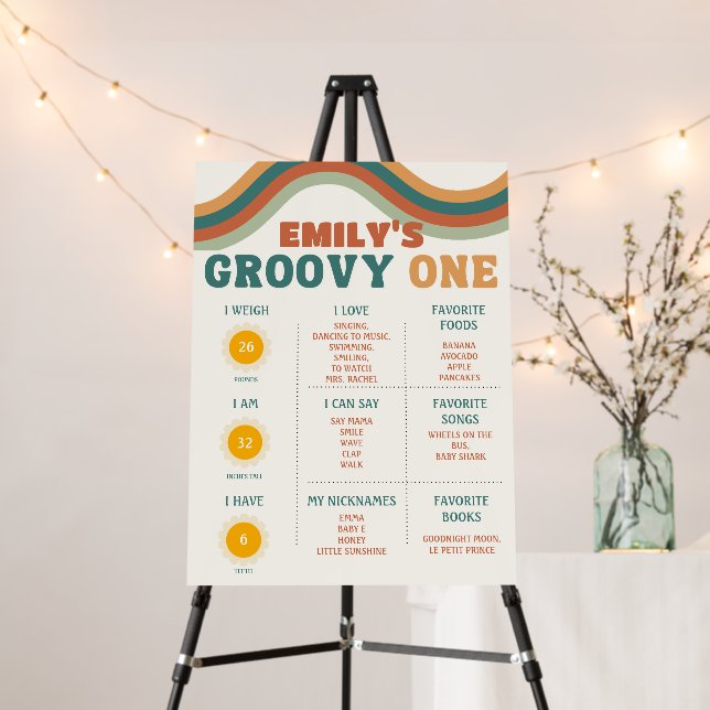 1st Birthday Milestone Groovy One Hippie Retro  Foam Board (In Situ (Stand))