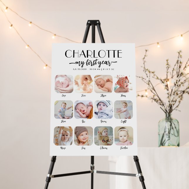 1st Birthday Milestone My First Year Photo Foam Board (In Situ (Stand))