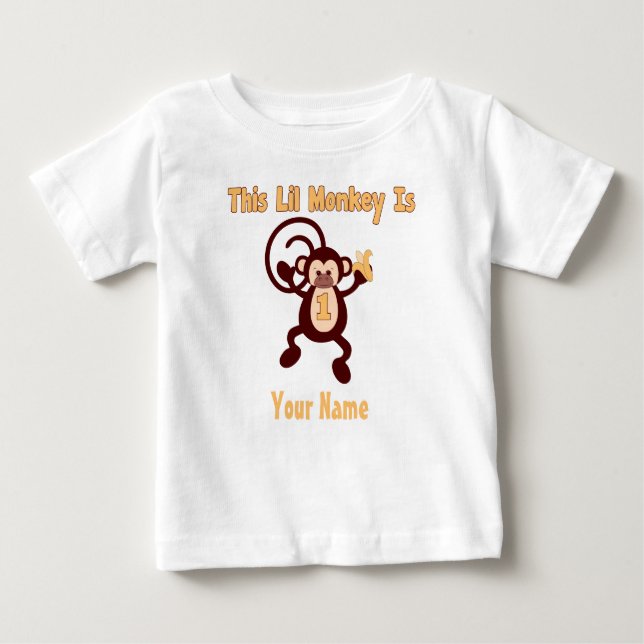 1st Birthday Monkey Personalized T-shirt (Front)