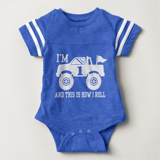 1st Birthday Monster Truck Baby Bodysuit | Zazzle.com