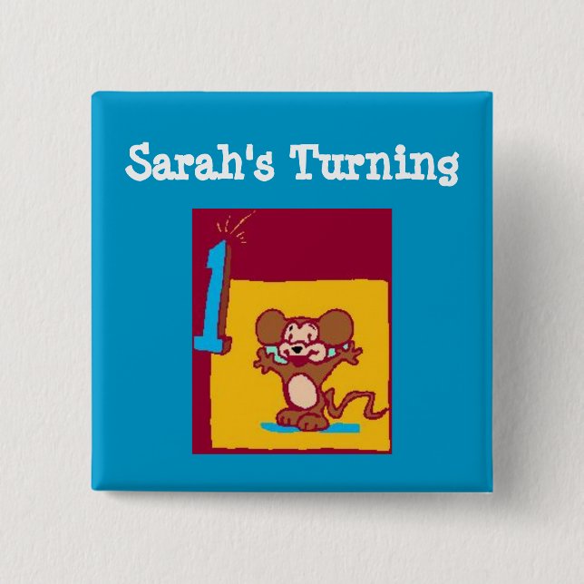 1st Birthday Mouse Pinback Button (Front)