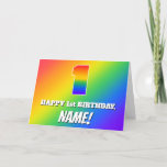 [ Thumbnail: 1st Birthday: Multicolored Rainbow Pattern # 1 Card ]