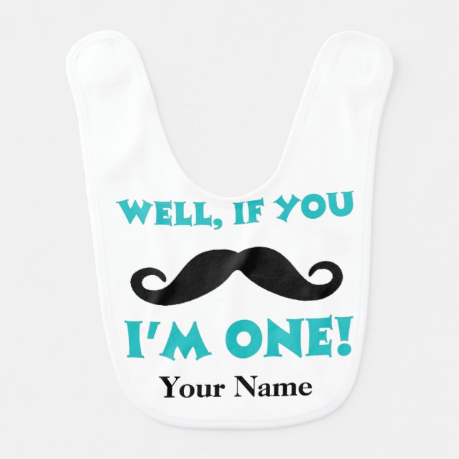 1st Birthday Mustache Baby Bib (Front)