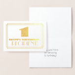 [ Thumbnail: 1st Birthday; Name + Art Deco Inspired Look "1" Foil Card ]