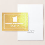 [ Thumbnail: 1st Birthday: Name + Art Deco Inspired Look "1" Foil Card ]