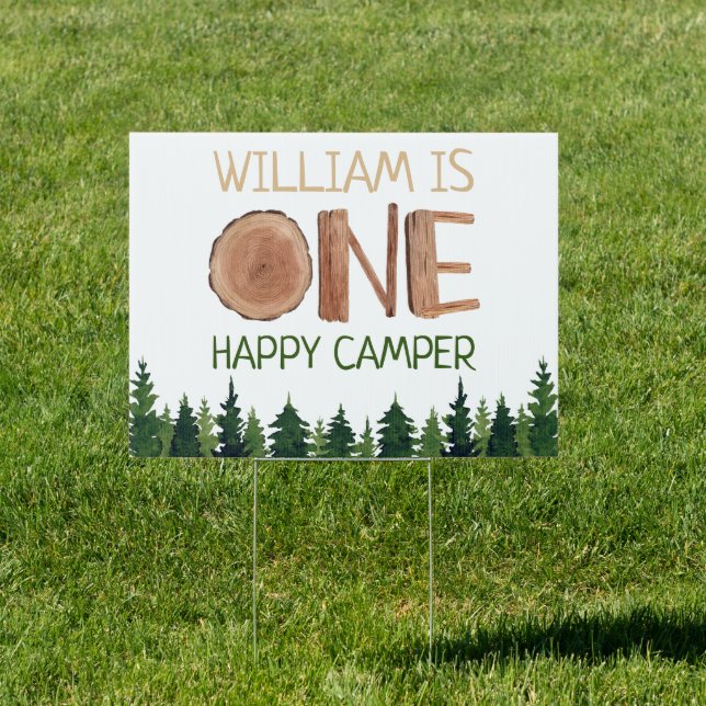 1st Birthday Name One Happy Camper Sign (Insitu)