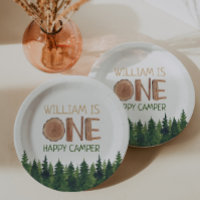1st Birthday Name Rustic One Happy Camper