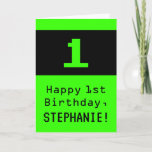 [ Thumbnail: 1st Birthday: Nerdy / Geeky Style "1" and Name Card ]