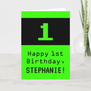 1st Birthday: Nerdy / Geeky Style "1" and Name Card