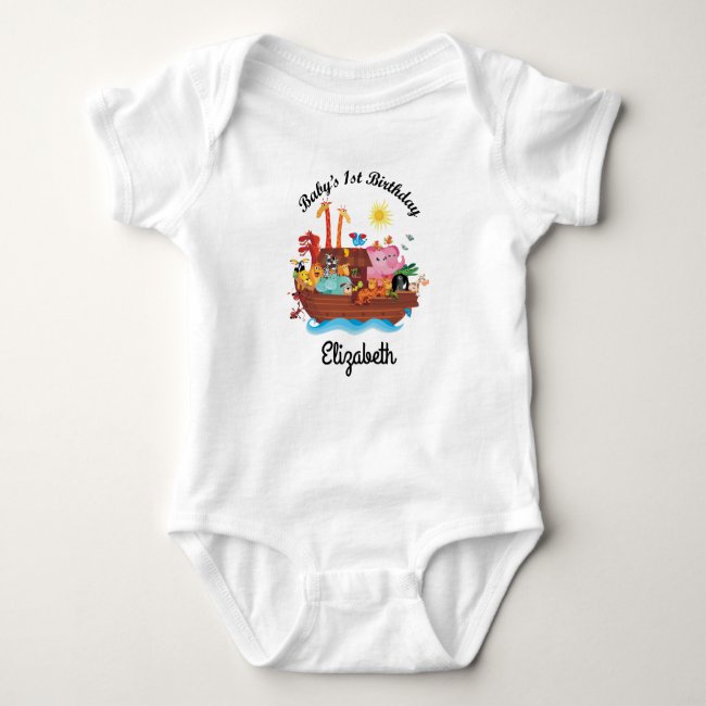 1st Birthday Noah's Ark Personalized Baby T-shirt