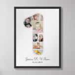 1st Birthday Number 1 Photo Collage Baby Nursery Poster<br><div class="desc">Decorate your nursery with this custom photo collage poster. This wall décor combines the charm of your little one's precious moments with an adorable design that will captivate both children and adults alike. Our user-friendly design tool allows you to upload your photos with ease, enabling you to create a personalized...</div>