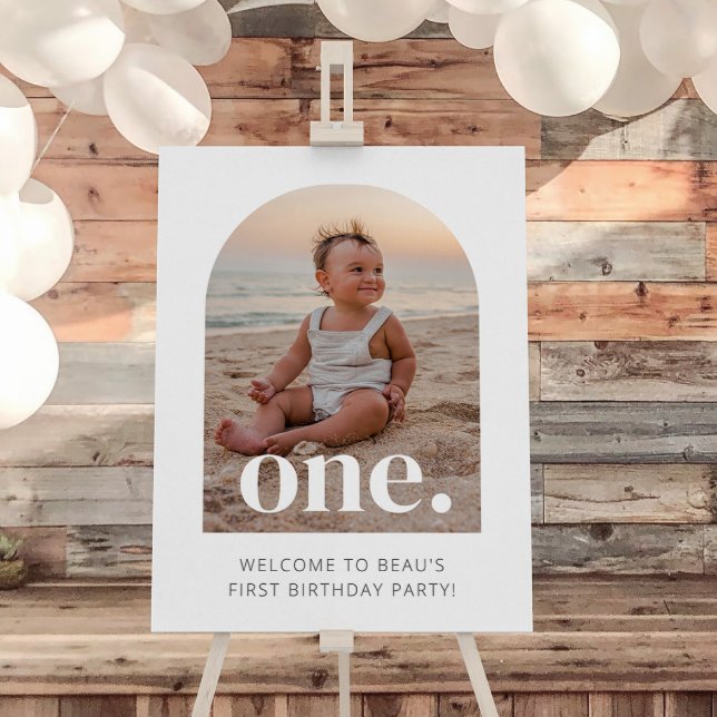 1st Birthday One Arched Photo Welcome Sign (Zazzle 1st Birthday One Arched Photo Welcome Sign)