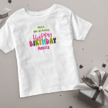 1st Birthday One-derful Day Colorful Candles  Toddler T-shirt<br><div class="desc">1st Birthday shirt which you can personalize for your baby girl's first birthday with her name and your custom text. The wording currently reads "what a one-derful day" and you can edit this if you wish. The design has colorful candles lettered in cute and whimsical, groovy retro typography in pink,...</div>