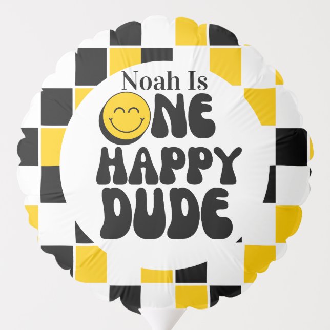 1st Birthday One Happy Dude Birthday Balloon (Back)
