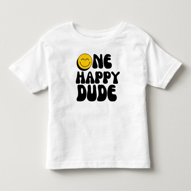 1st Birthday One Happy Dude Birthday  Toddler T-shirt (Front)