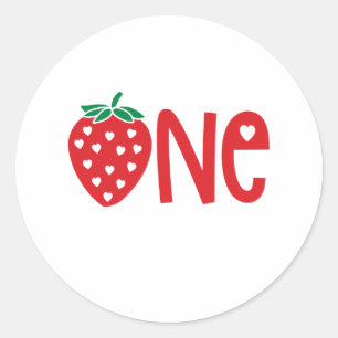 1st Birthday One Strawberry Classic Round Sticker