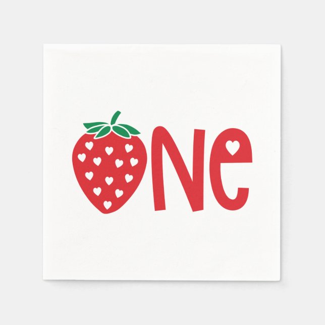 1st Birthday One Strawberry  Napkins (Front)