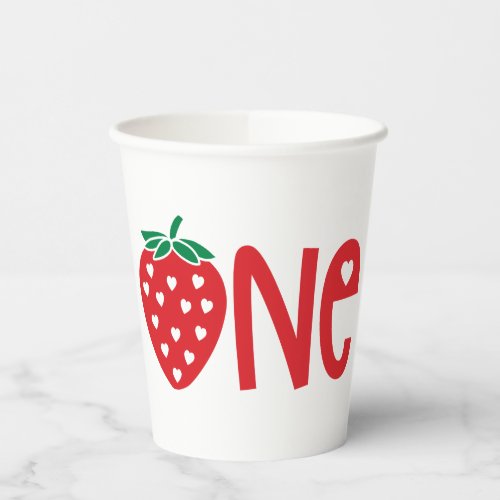 1st Birthday One Strawberry Paper Cups