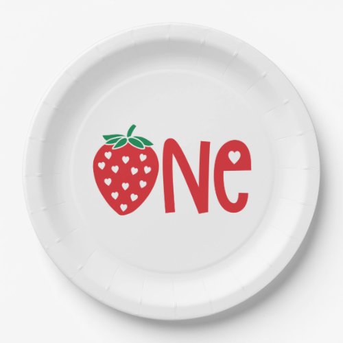 1st Birthday One Strawberry  Paper Plates