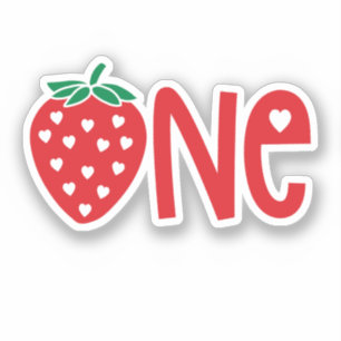 1st Birthday One Strawberry Sticker