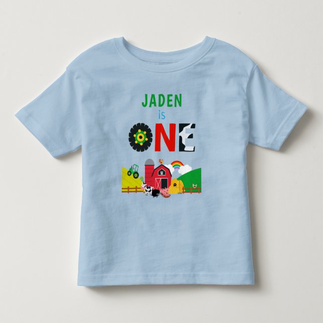 1st Birthday One Year Old Farm Birthday Toddler T-shirt (Front)