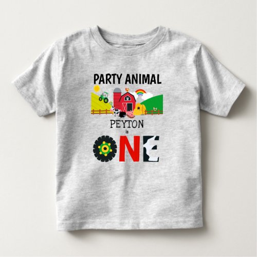 1st Birthday One Year Old Farm Party Animal Toddler T_shirt