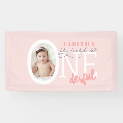 1st Birthday ONEderful pink girly modern elegant Banner