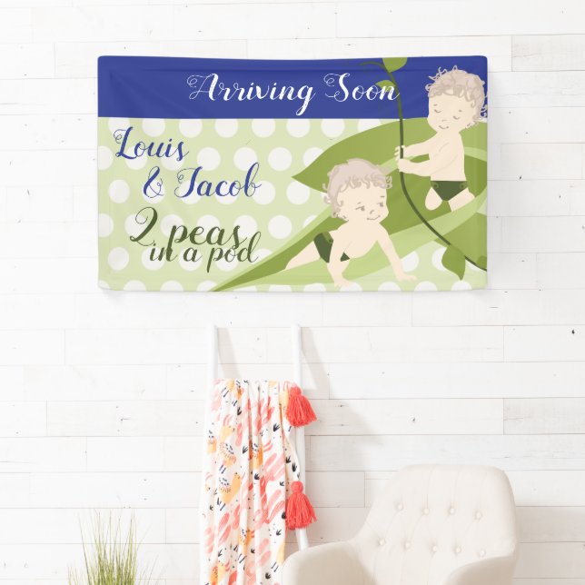 1st Birthday or Baby Shower Banner for Twin Boys (Insitu)