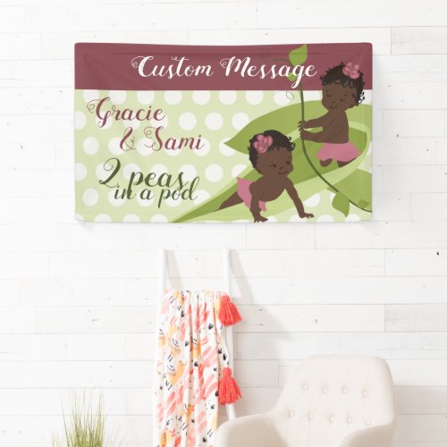 1st birthday or Baby Shower Banner for Twin Girls