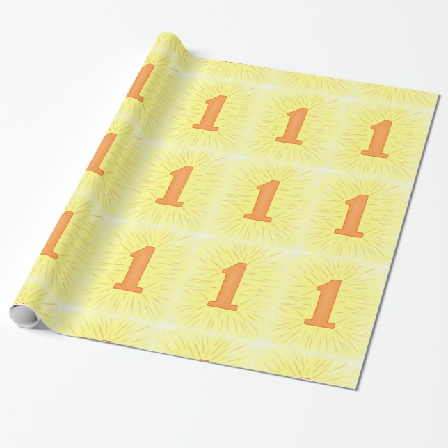 1st Birthday Orange Number One Wrapping Paper (Unrolled)
