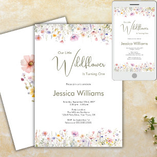 1st Birthday Our Little Wildflower Turning One  Invitation