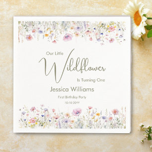 1st Birthday Our Little Wildflower Turning One  Napkins