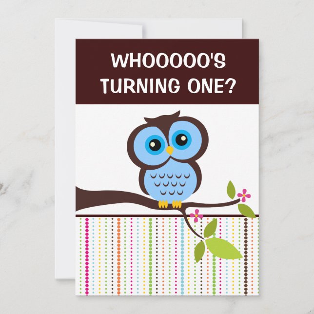 1st Birthday Owl Theme Party Invitations (Front)