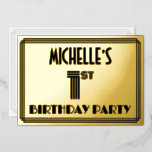 [ Thumbnail: 1st Birthday Party — Art Deco Style “1” & Name Invitation ]